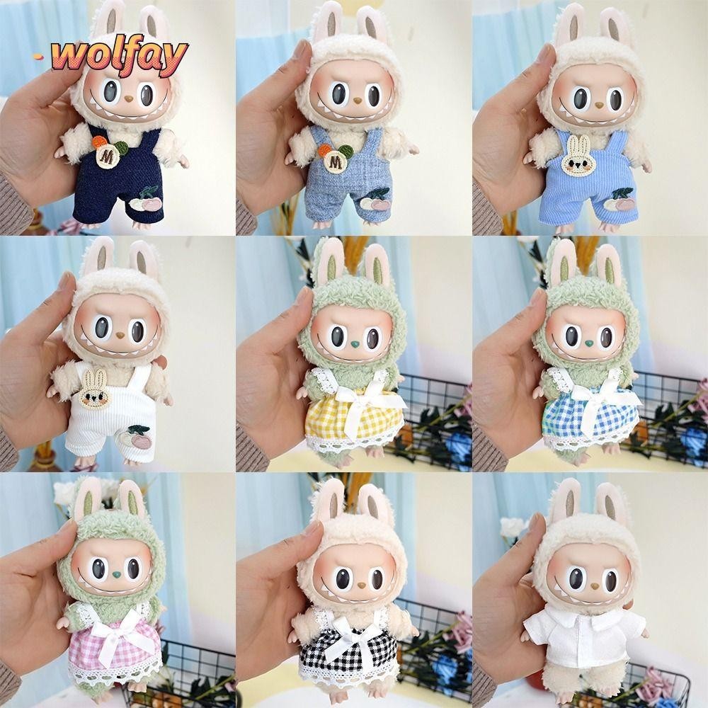เสื้อผ้าตุ๊กตา WOLFAY Labubu, Handmade Labubu Time To Chill Filled Doll Accessories, Cos Gift Bow Sequined Gauze Skirt|เสื้อผ้าตุ๊กตาทํามือสําหรับตุ๊กตาลาบู 17 ซม. รวมไม้แขวนเสื้อ