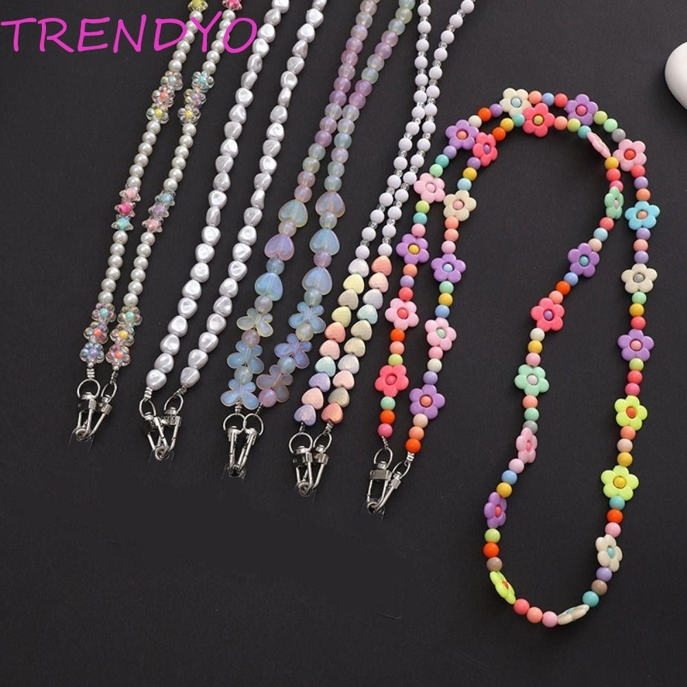 Trendyo สร้อยคอโทรศัพท์ Lanyard Crossbody Anti Loss สดและหวานเชือกแขวน Lanyard สายคล้องคอแขวนประดับด้วยลูกปัดหัวเข็มขัดโลหะโซ่โทรศัพท์