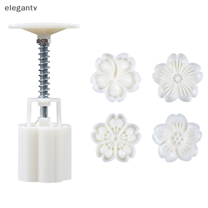 Egn 4 ชิ้น/เซ็ต Mooncake แม่พิมพ์ Cherry Blossom แม่พิมพ์ 3D มือกด Bakeware เครื่องมือ N