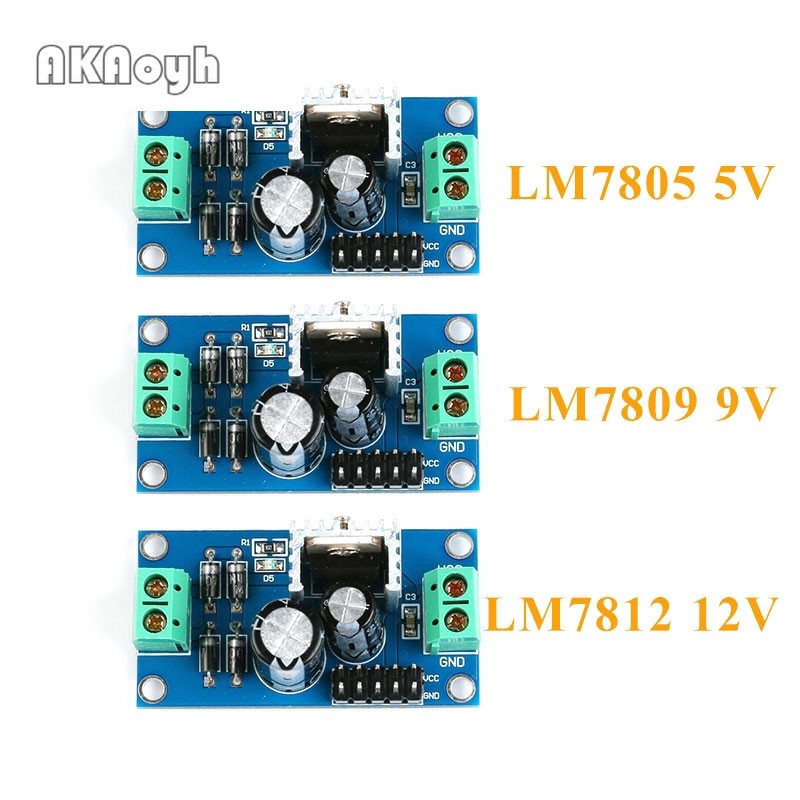 Lm7805 LM7809 LM7812 DC/AC สามขั้วตัวควบคุมแรงดันไฟฟ้าโมดูล 5V 9V 12V เอาต์พุตสูงสุด 1.2A