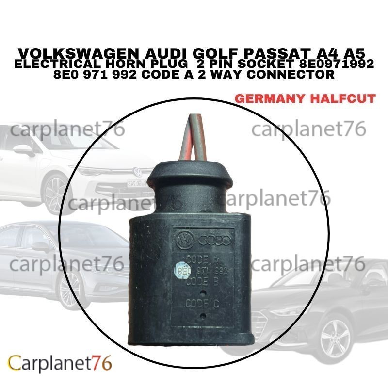 VOLKSWAGEN AUDI GOLF PASSAT A4 A5 ELECTRICAL HORN PLUG 2 PIN SOCKET 8E0971992 8E0 971 992 รหัส 2 ทาง