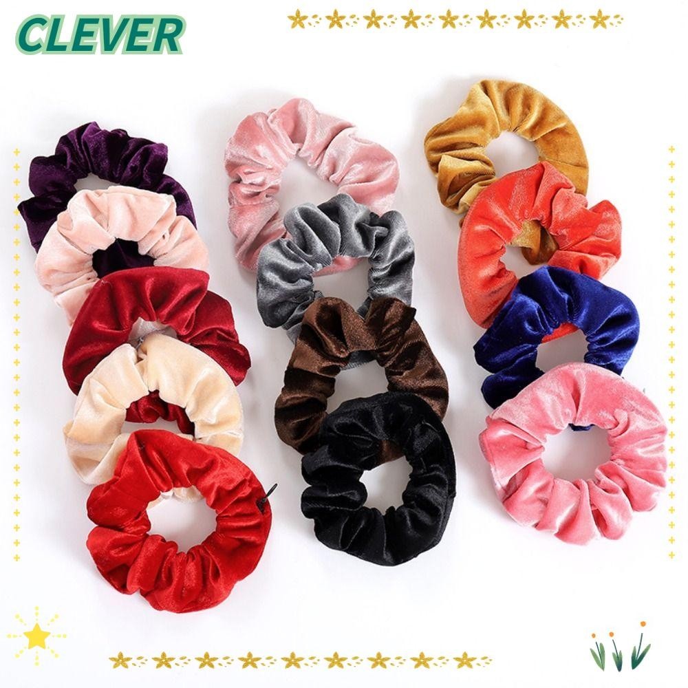 Clever ยางรัดผมแบบซิปที่มองไม่เห็น, เครื่องประดับผมกระเป๋าผ้ากํามะหยี่, ยางยืดคุณภาพสูง ยางรัดผมลําไส้ใหญ่