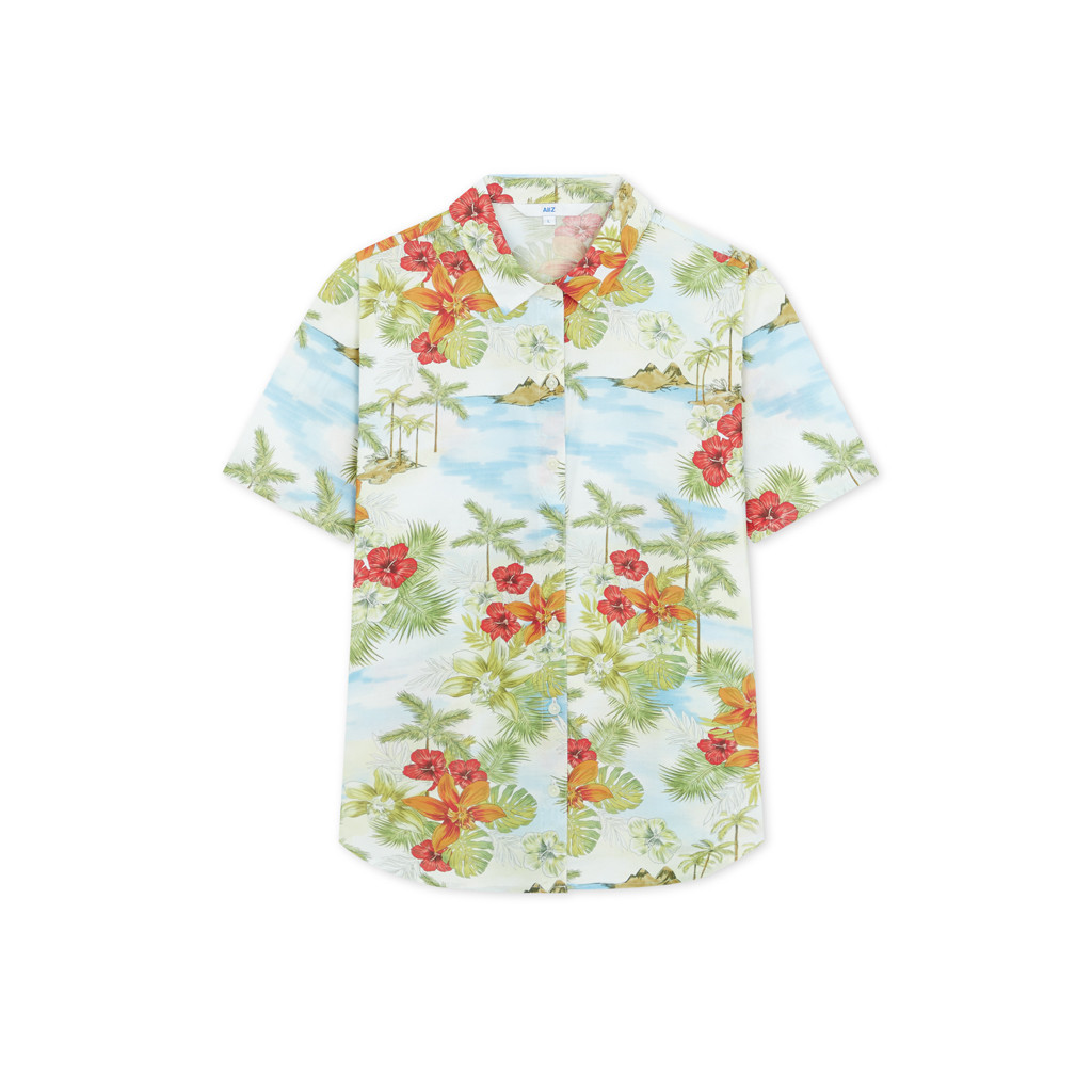 AIIZ (เอ ทู แซด) - เสื้อเชิ้ตผู้หญิงแขนสั้นพิมพ์ลายซัมเมอร์ Women's Vibrant Summer Printed Short Sleeve Shirt