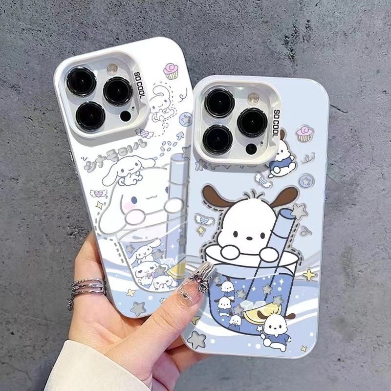 การ์ตูนน่ารัก Pochacco Cinnamoroll กรณีสุนัข iPhone 16 pro max 16 plus xs max xr 11 12 pro 13 14 plus 15 pro max iPhone 7 8 se 13 pro max 12 13 mini ปลอก