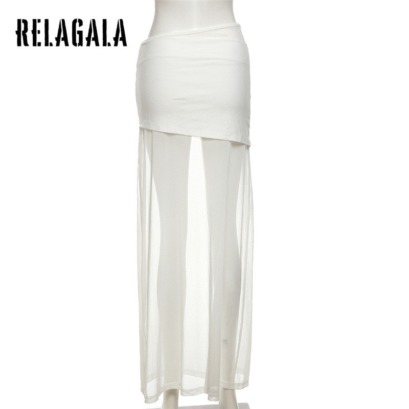 RelaGala กระโปรงผ้าโปร่งเอวสูงสไตล์ใหม่ของผู้หญิง Slim Street — صورة 7