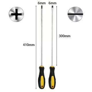 PEARLTH 1/2 ชิ้นไขควงด้ามยาว, Magnetlc ที่จับยางขยายไขควง, Slotted Cross Head 6x300 มม.คู่มืออเนกประสงค์สกรูไดร์เวอร์
