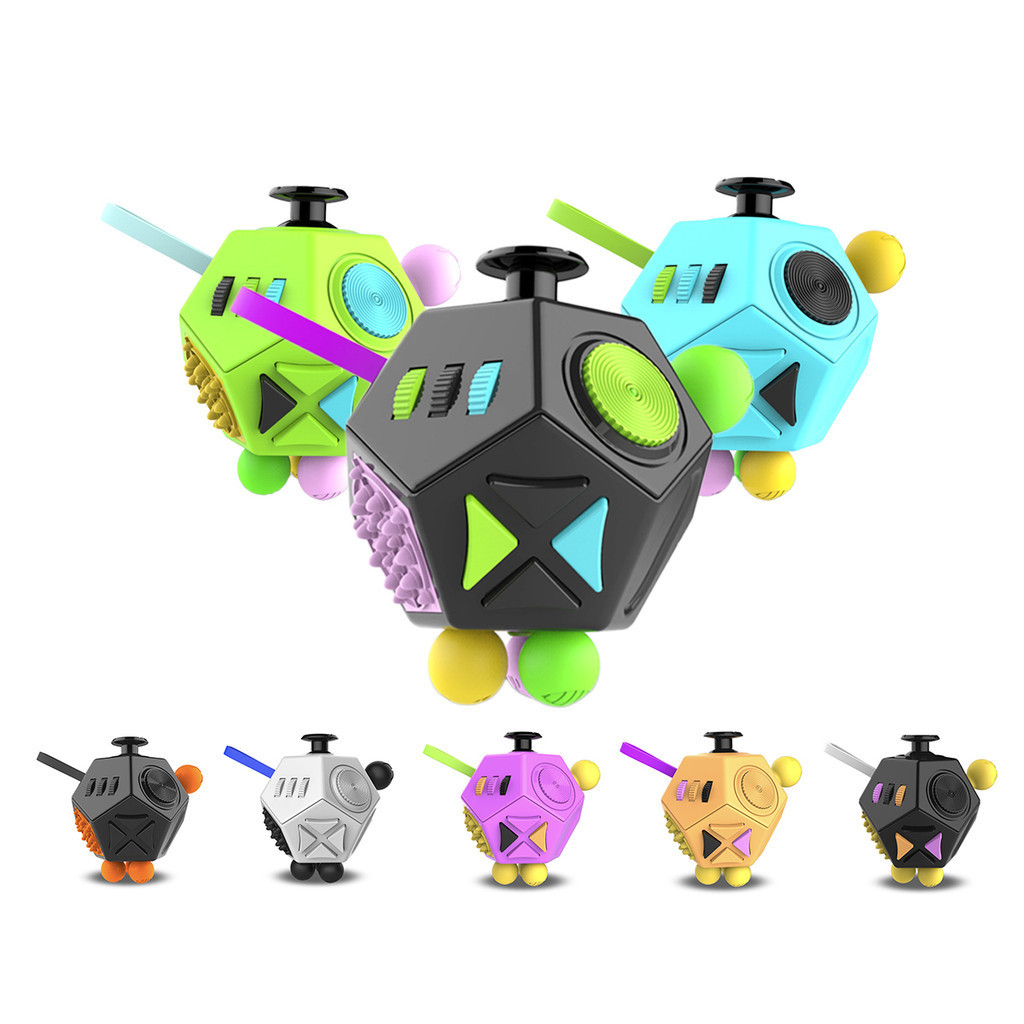 12-side Fidget Cube บรรเทาความเครียดและความวิตกกังวล Anti Depression Cube Fidget ของเล่น