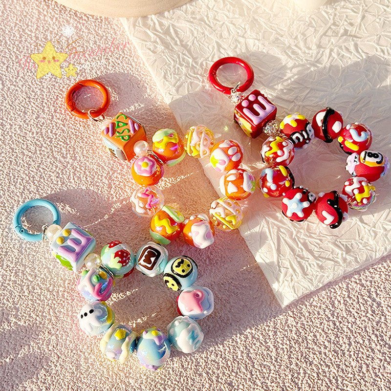 [JBTH] Candy สีการ์ตูนลูกปัดโทรศัพท์ Charm พวงกุญแจเคสโทรศัพท์ Handmade DIY ตกแต่งน่ารักเชือกแขวนเชือกเส้นเล็กน่ารัก [JB]