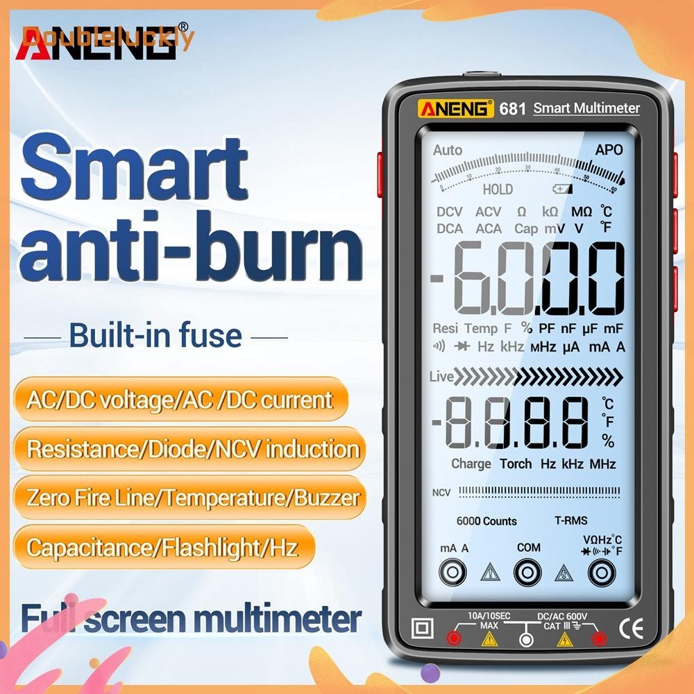 มัลติมิเตอร์ มัลติมิเตอร์แบบชาร์จป้องกันการเบิร์นอัจฉริยะ True RMS Multimetr Ohm Diode Meter