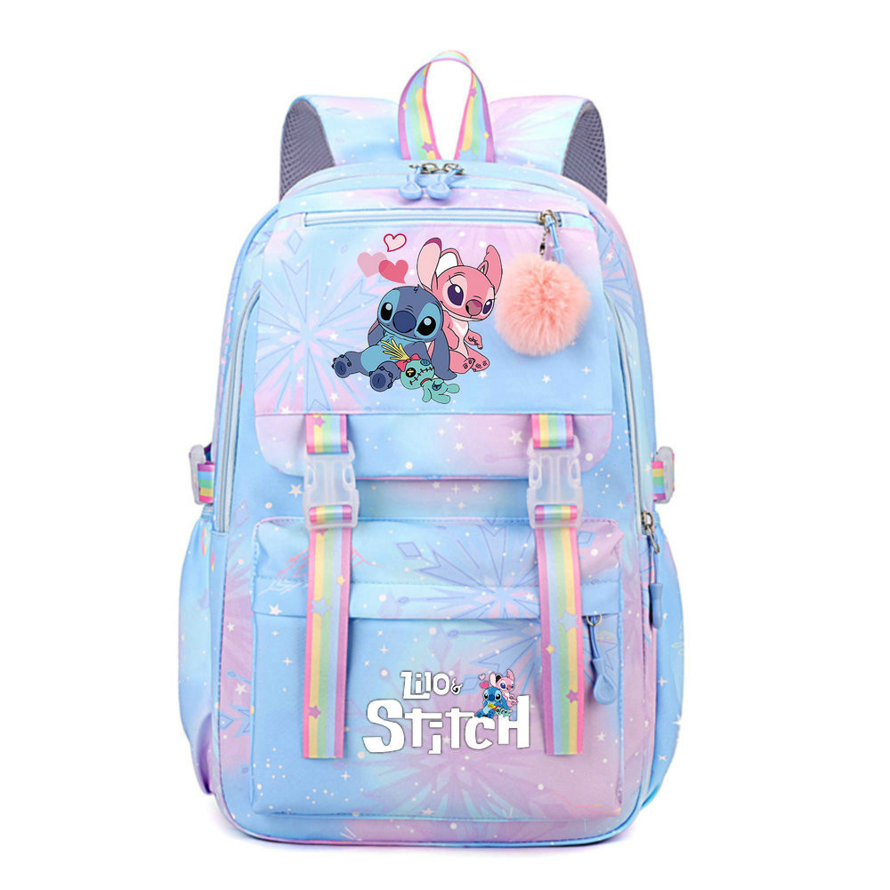 Disney Lilo และ Stitch กระเป๋าเป้สะพายหลังผู้หญิงเด็กผู้หญิง Bookbag กระเป๋านักเรียนวัยรุ่นเด็ก Knapsack กระเป๋านักเรียน Rucksack Mochila