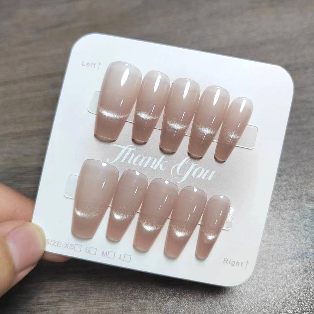 10pcs Cat Eye Handmade กดเล็บเล็บปลอมกาวสติกเกอร์ M173