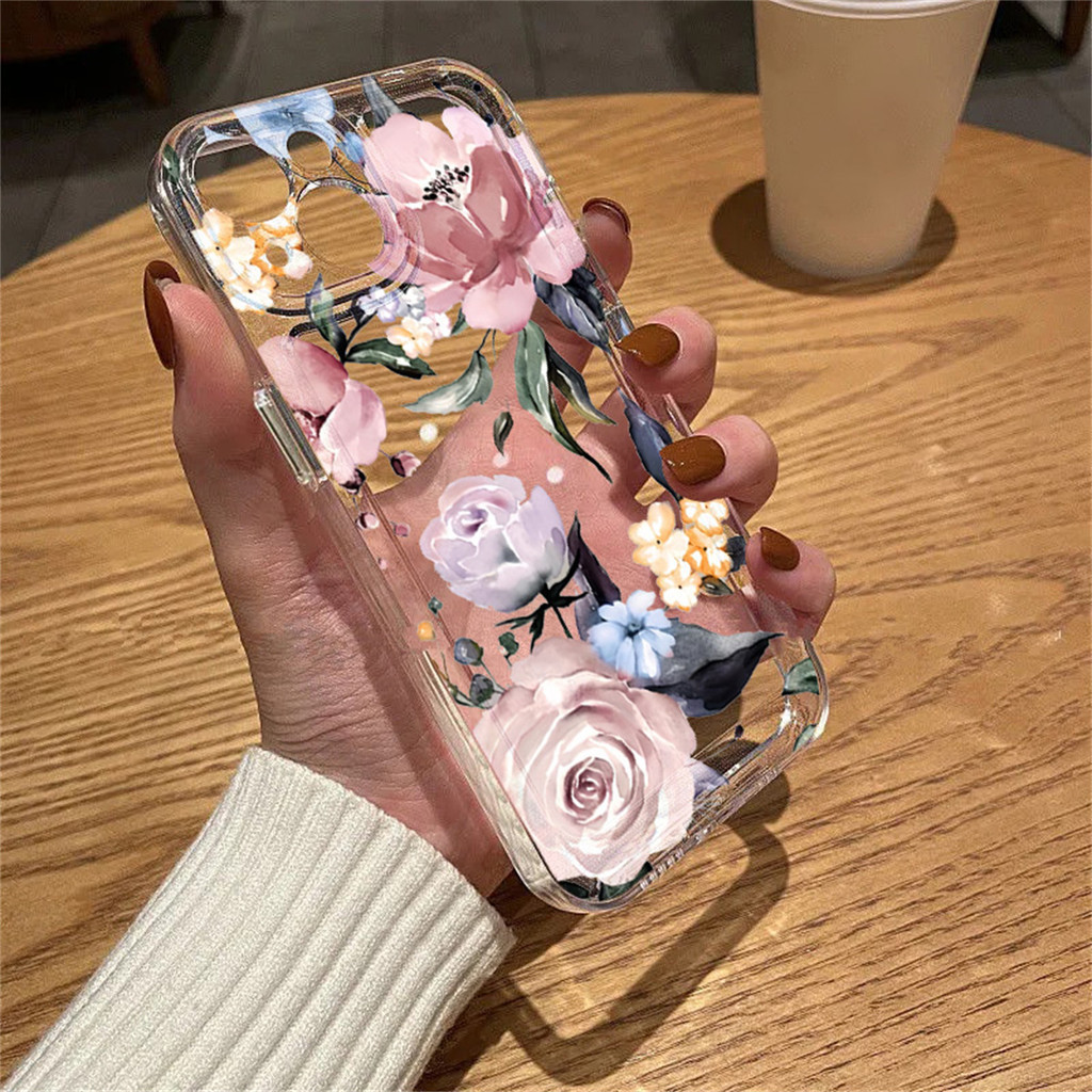 Space เคส for Xiaomi Redmi 13C 12 Note 13 12 11 10 9 8 Pro Poco X6 M6 X3 X4 Pro Mi 12 13 11 10 Lite Pro ดอกไม้ กันกระแทก