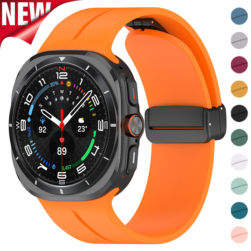 No Gaps Magnetic Band สําหรับ Samsung Galaxy Watch 7 Ultra 47 มม.สายคล้องคอซิลิโคนสําหรับ Galaxy Watch 7 Ultra Watchband สร้อยข้อมือ