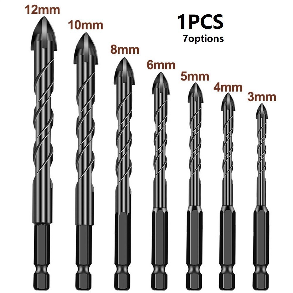 [bestshe 0806] Cross Tile Bits แก้วเซรามิคคอนกรีตที่เปิดรูโลหะผสม 1/4 "Hex Shank 3-12 มม.