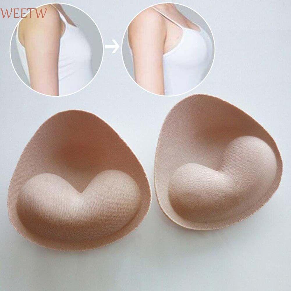 Weekw แผ่นรองหน้าอกหนาขึ้น Bra Pads ฟองน้ําแบบปรับได้ Pad Triangle Heart Enhancer Women Chest Cups