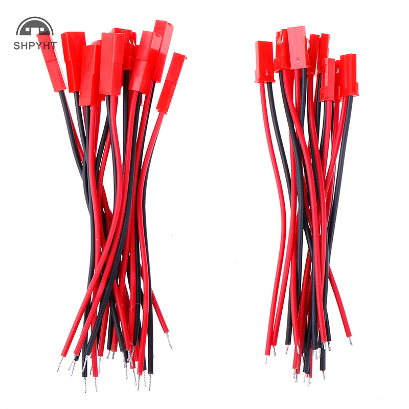 Shpyht 20 ชิ้น 2 ขาเชื่อมต่อชายหญิง jst ปลั๊กสาย 22 awg สายไฟสําหรับ rc ใหม่