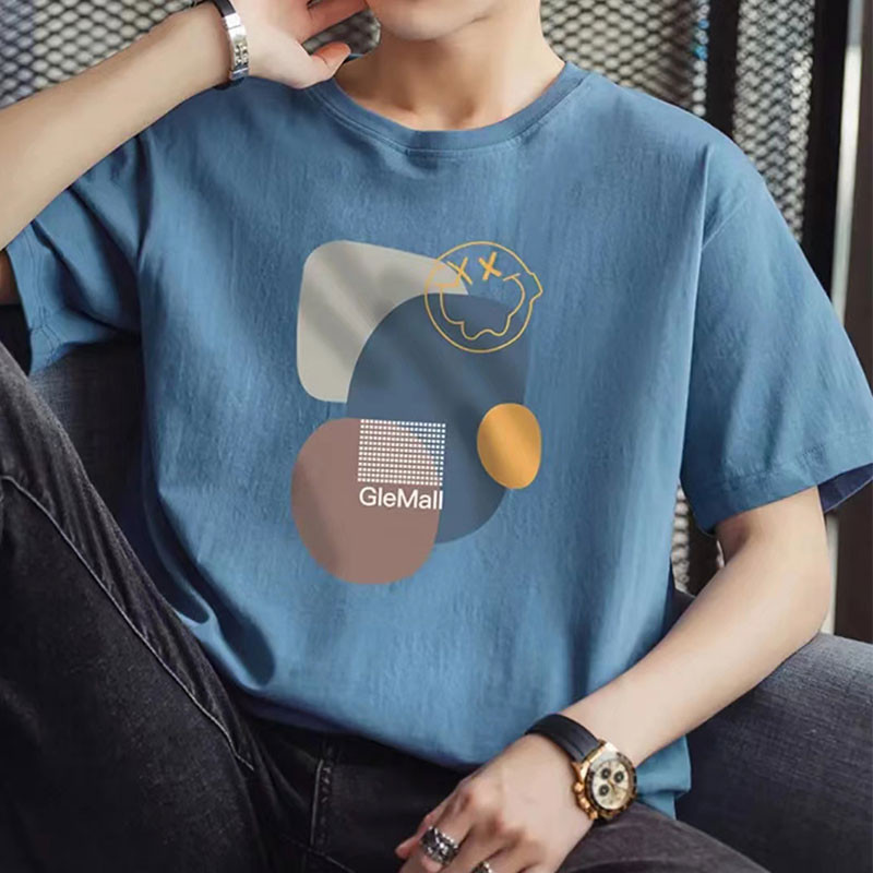 ฤดูร้อนเกาหลีเยาวชนท็อปส์ซูหลวม ระบายอากาศได้ ชายเสื้อยืดแขนสั้น