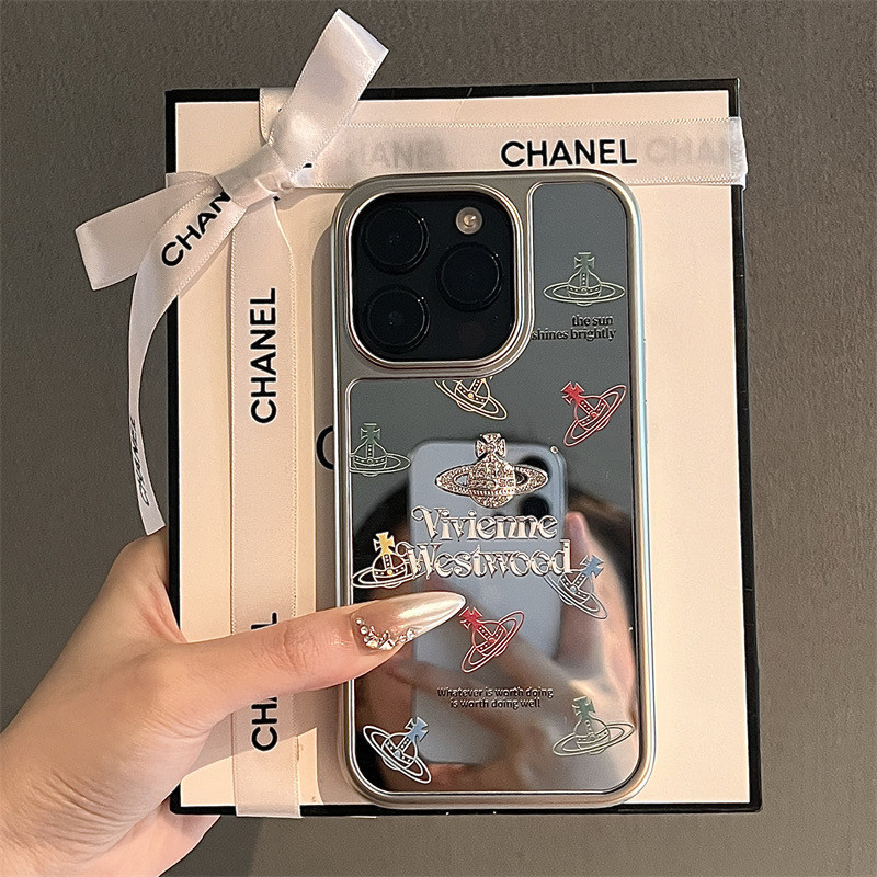 กรอบชุบหรูหรา แฟลชเพชรดาวเคราะห์กระจกเคสโทรศัพท์สําหรับ ไอโฟน15 14 13 12 มือโปร สูงสุด ปลอกป้องกันการกระแทกกล้องป้องกันฮาร์ดปกหลัง