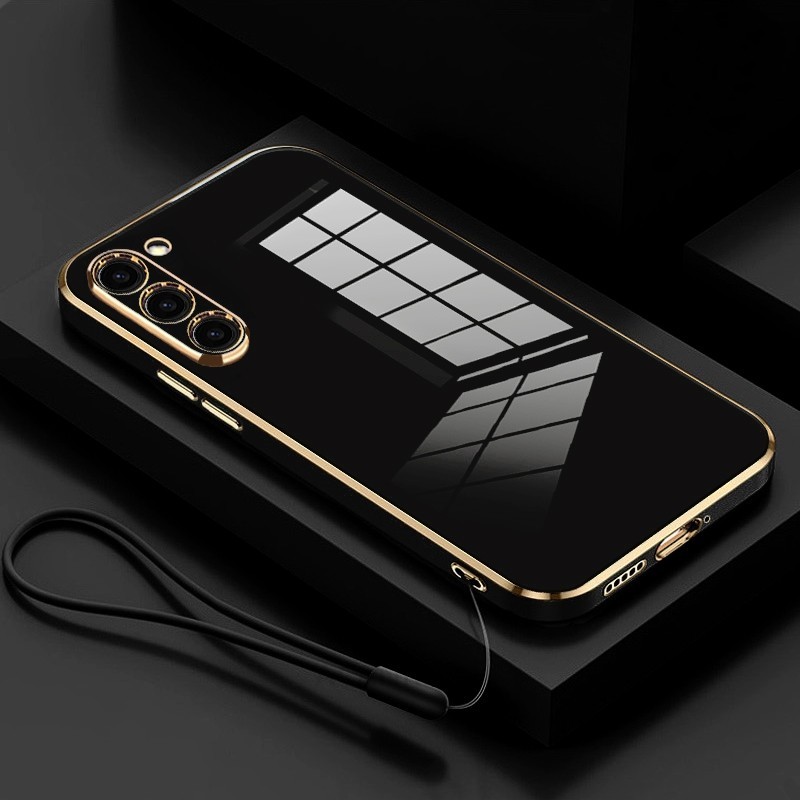 SAMSUNG สําหรับsamsung Galaxy S 23 22 21 24 หรูหราชุบLanyardซิลิโคนกรณีS23 S20 S21 S24 Fe S22 Plus UltraปกหลังS23fe S23plus