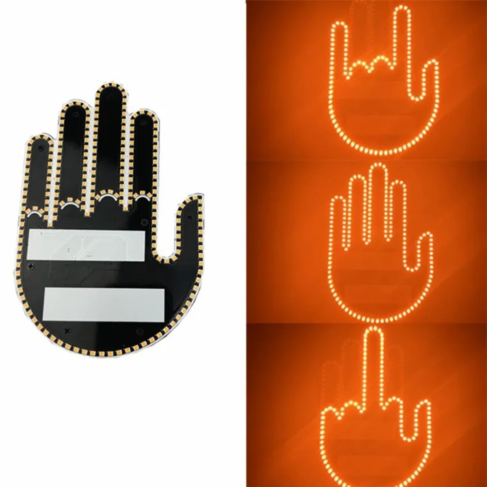 ใหม่ 1 ชิ้น LED Hand Gesture Light สําหรับรถยนต์หน้าต่าง 3 In1 ไร้สายสนุก Gesture Finger Light สําหรับรถยนต์บรรยากาศระยะไกล