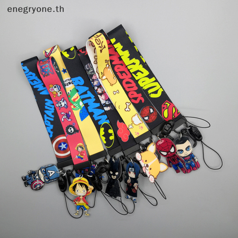 แฟชั่น Marvel Avengers โทรศัพท์ Lanyard สายรัดข้อมือสั้นความร้อน Transfer Webbing Spider-Man Batman การ์ตูนพวงกุญแจ ID Card Holder สายคล้อง < EOTH>