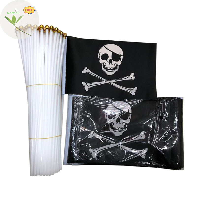 Maud 10 ชิ้น Skull และ Crossbones Jolly Roger Pirates Hand Flag 21x14 ซม.EN