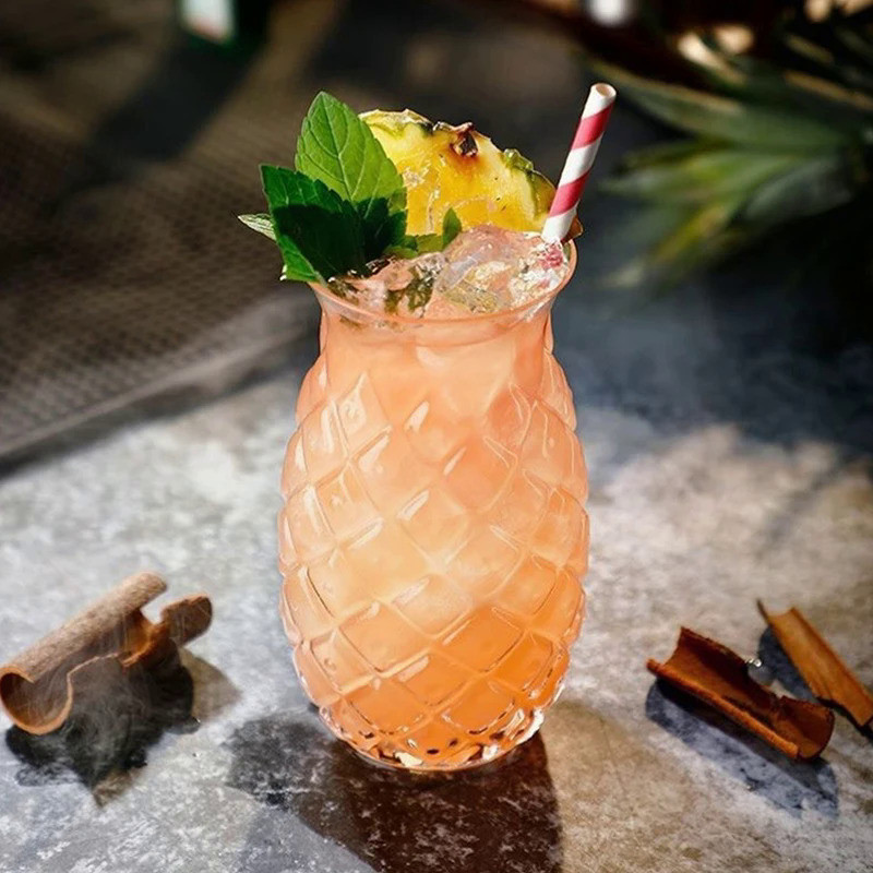 1PC 480Ml Pineapple Shaped Cocktail Glasses Creative Drinking Cup Transparent Water Glass Red Wine G