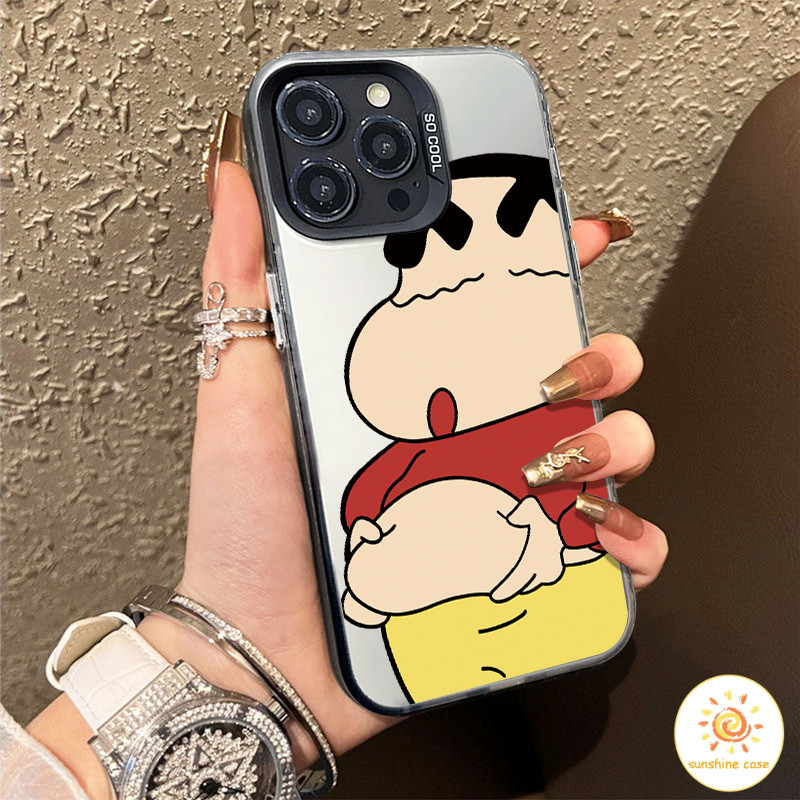 น่ารักของแท้เครยอนชินจังins ความเรียบง่าย ไอโฟน11 For iPhone12 13 14 15Pro MAX X XS XR XS 6 7 8Plus SE2020เคสโทรศัพท