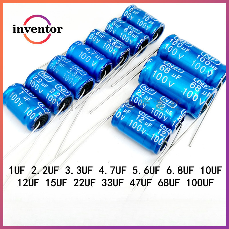 [5 ชิ้น] 2.2/3.3/6.8/100UF100V ทวีตเตอร์เสาแกนอิเล็กโทรลีติคตู้ตัวเก็บประจุแนวนอน