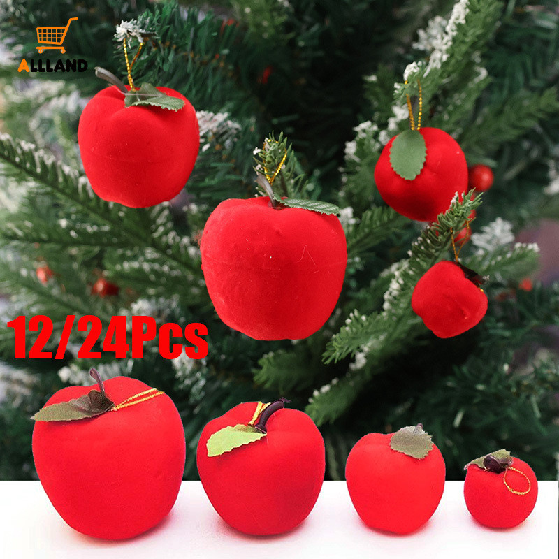 12/24 ชิ้นต้นคริสต์มาสจําลองโฟมAppleจี้-Xmas Red Applesแขวนเครื่องประดับ-DIY Holiday Partyอุปกรณ์ตกแต่ง