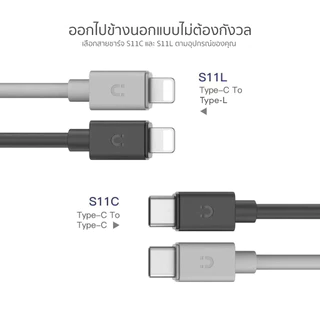 [ส่งด่วน] Orsen by Eloop S11 สายชาร์จเร็ว Data Cable Type C to C 3A 60W / L Cable 3A 20W ของแท้ 100%