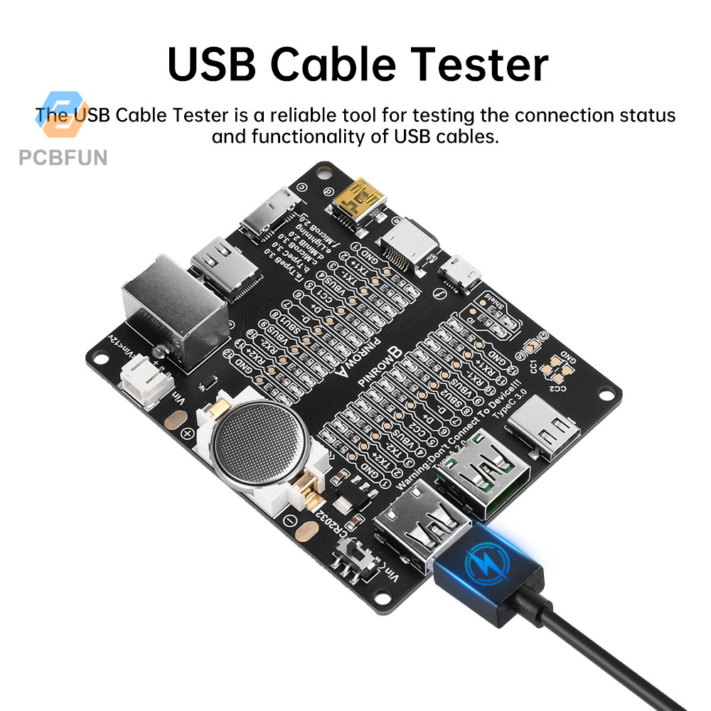 Pcbfun USB Data Cable บอร์ดทดสอบการชาร์จ Type-c Micro Type A Type B