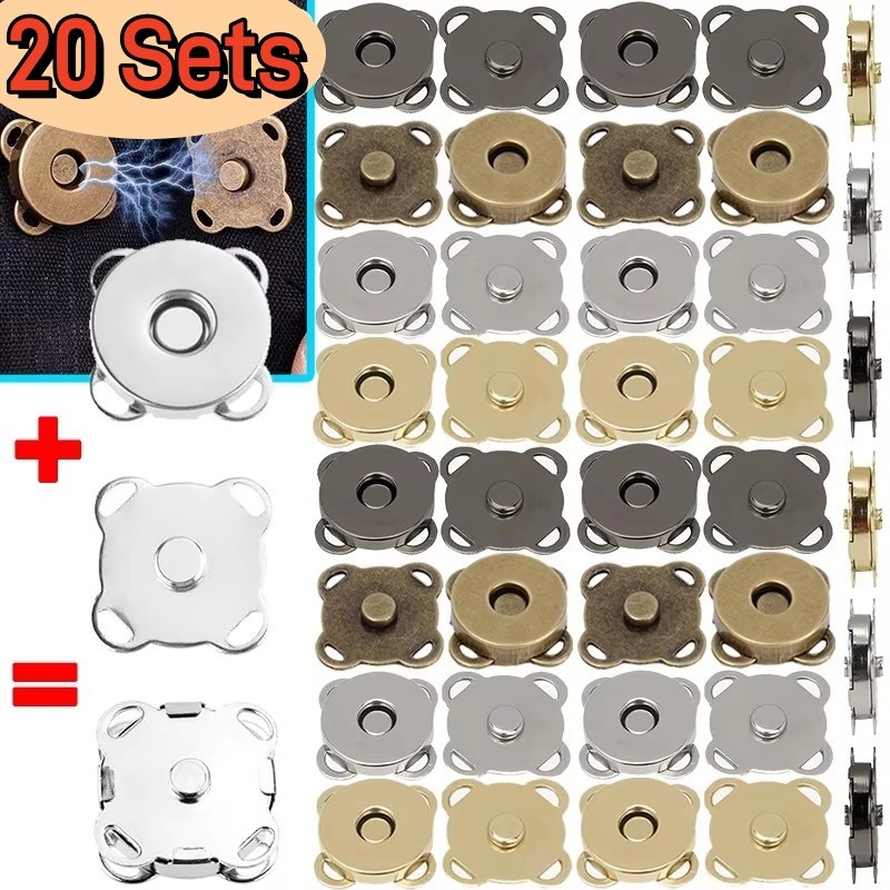 กระเป๋า Magnetic Snap Button Fasteners Claspsps ปุ่มกระเป๋าถือกระเป๋าสตางค์กระเป๋าหัตถกรรมชิ้นส่วน Mini Absorption Buckle 14/18 มม.
