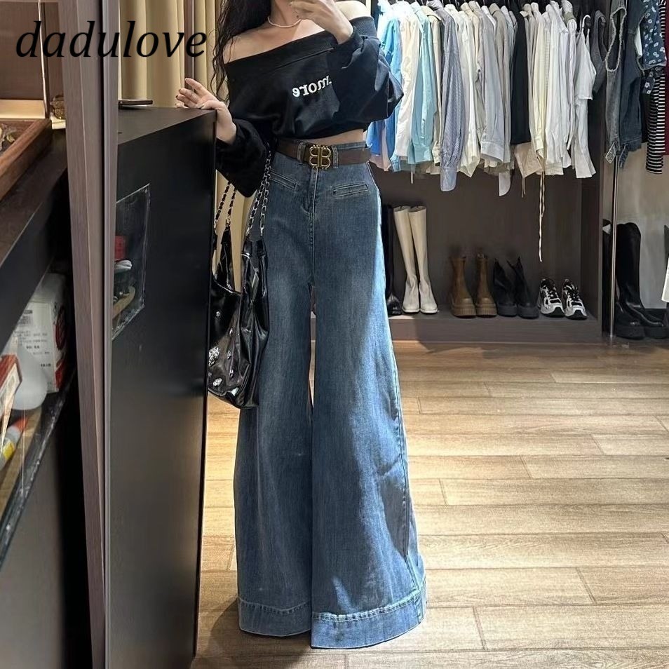 DaDulove💕 New American INS High Street Retro Jeans Niche High Waist Loose Wide Leg Pants Large Size Trousers