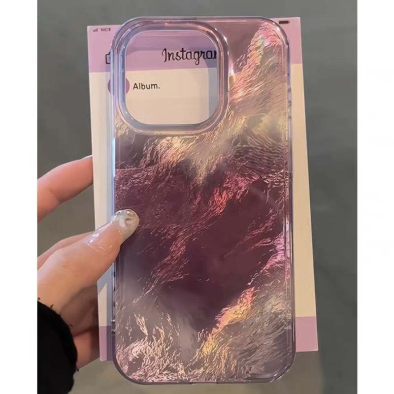 เคสโทรศัพท์ Tinfoil Purple Love ไล่ระดับสีหรูหราสําหรับ iPhone15 Pro Max 14 13 12 Pro Max ปลอกกันกระแทกกล้องป้องกันการตกฮาร์ดปกหลัง