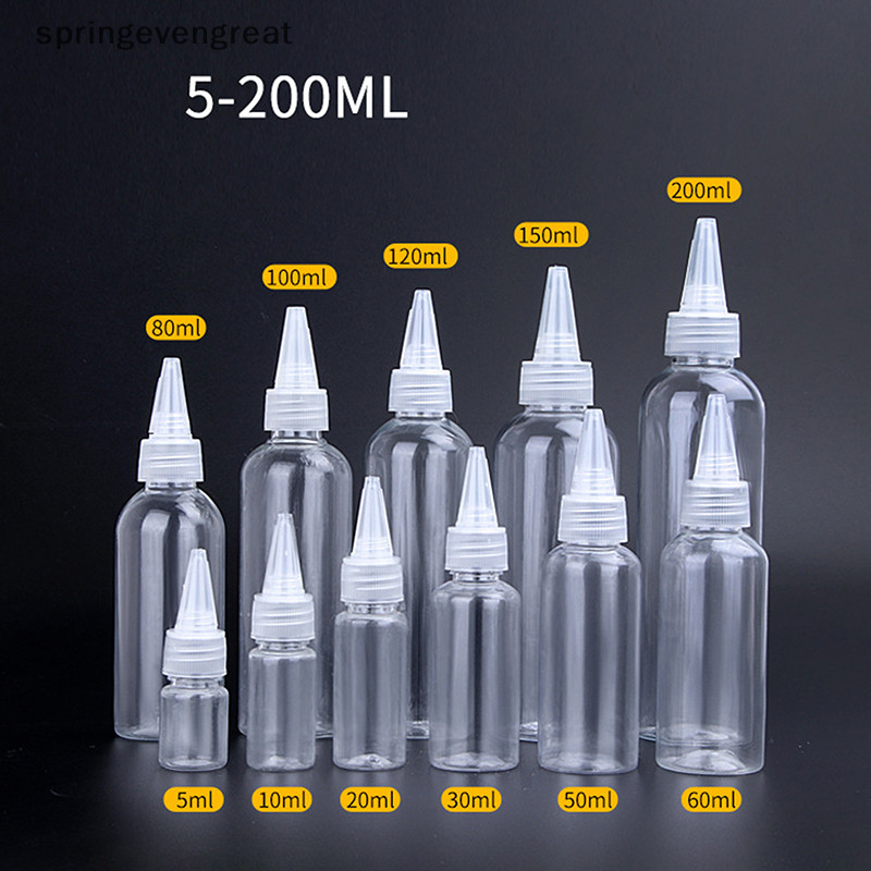 Springevengreat 10-200ml พลาสติกบีบ Dropper ขวดสกรูหมวกโปร่งใสตาของเหลวหมึกน้ํามัน Dropper ขวดสีคอนเทนเนอร์ Springevengreat