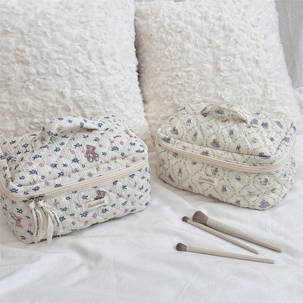 ใหม่กระเป๋าเครื่องสําอางการ์ตูนเดินทางแบบพกพาขนาดใหญ่-ความจุถุงเก็บอุปกรณ์อาบน้ําน่ารักหมีแบบพกพาถุงเก็บเครื่องสําอางรูปแบบใหม่ฟองเนื้อผ้านวมผ้าฝ้ายกระต่ายเครื - รูปที่ 7