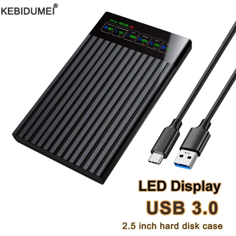 2.5 HDD Enclosure จอแสดงผล LED SATA เป็น USB3.1 ฮาร์ดไดรฟ์ภายนอก 6Gbps HDD SSD ฮาร์ดไดรฟ์ Enclosure Storage Case สําหรับ PC