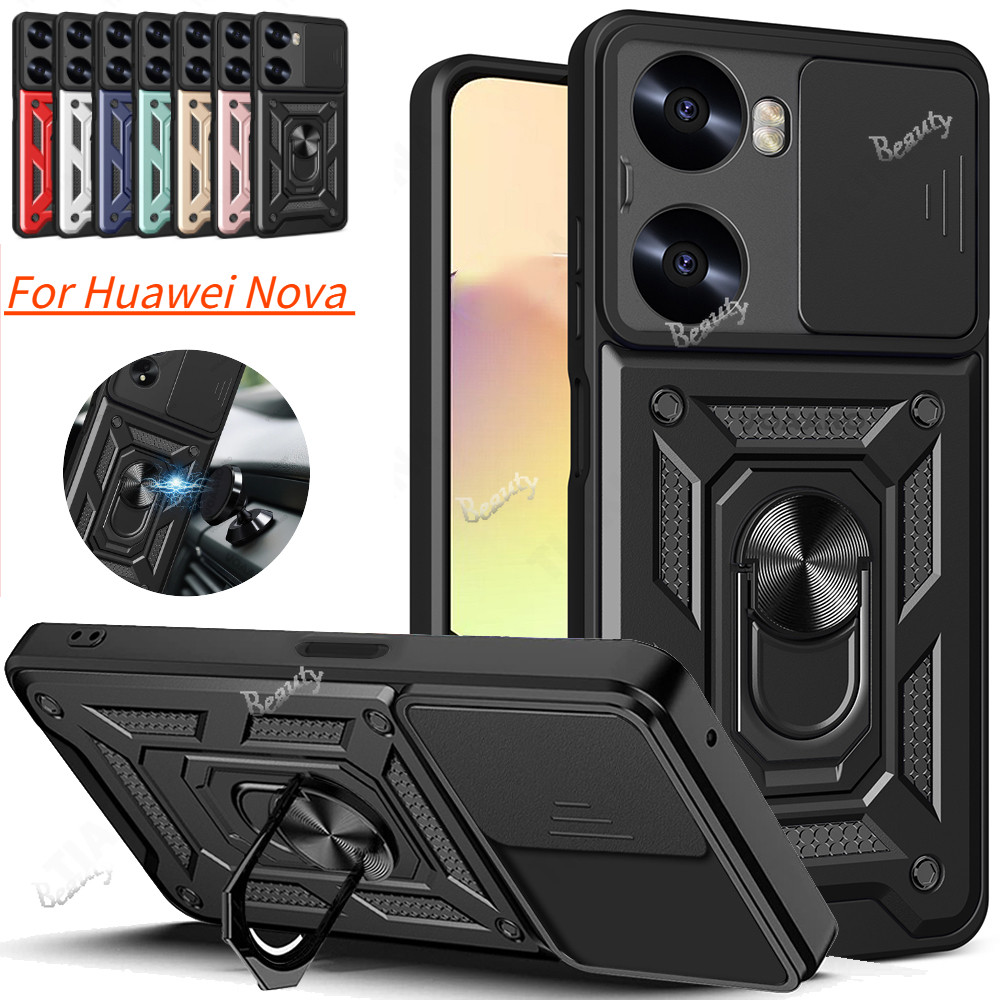สําหรับ Huawei Nova 12 SE เคสโทรศัพท์สําหรับ Nova12 11 12i 11i 12se 11Pro Nova11 Nova12i 5G 4G เกราะกันกระแทกปลอกหรูหราสไลด์กล้องเลนส์ป้องกันฮาร์ดปกหลัง Nova12se Huawei