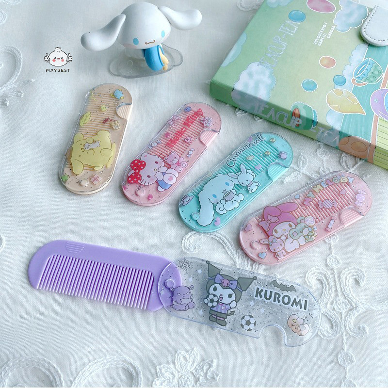 {maybest} Sanrio Mini Carry Comb Anime Hellokitty MyMelody Kuromi Cinnamoroll Carton หวียืดผมพลาสติกน่ารักของขวัญเด็กผู้หญิง {TH}