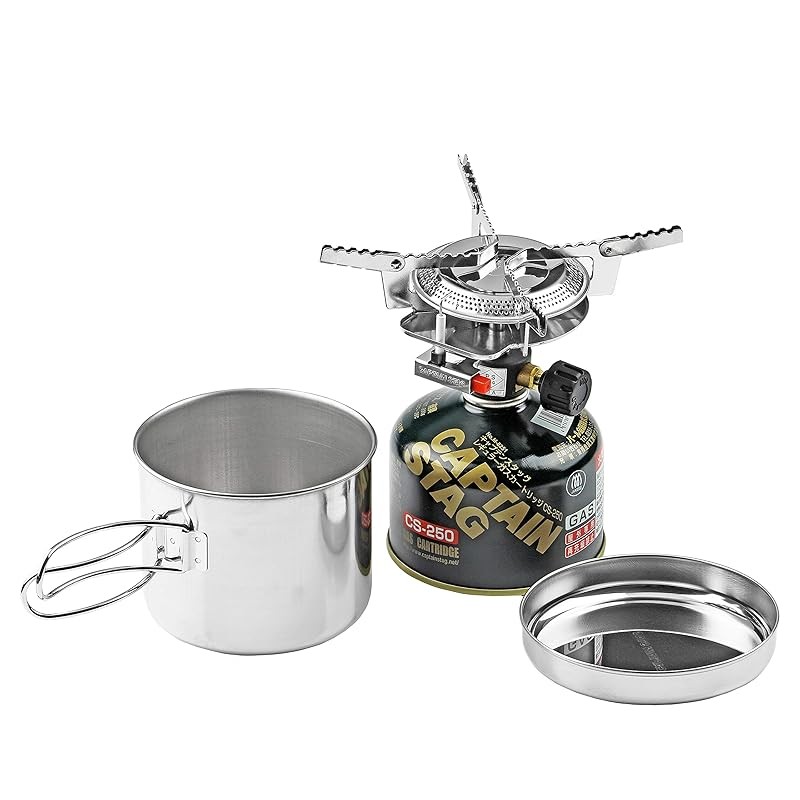 Captain Stag Solo Pot Set Auric Small Gas Burner Stove Cooker Set M-6400