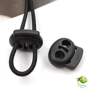 YOYO สต๊อปเปอร์ ตัวล๊อคเชือก ตัวล็อคสาย อุปกรณ์เสื้อผ้า วัสดุพลาสติก สีดำ rope stopper
