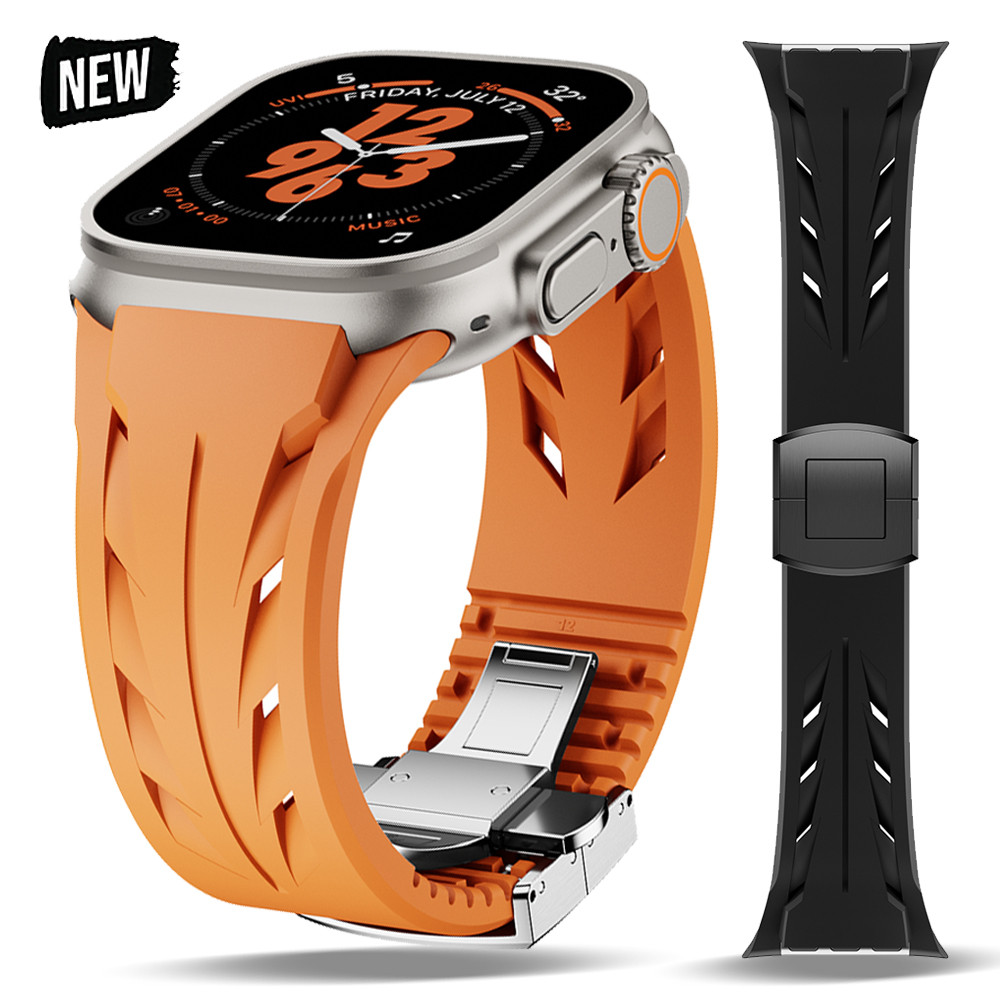 หรูหรา Mens สายยางสําหรับ iWatch Ultra 2/1 49 มม.Breathable Bandสําหรับ iWatch Series10 9 8 7 45 มม.6 5 4 se 44 มม.46 มม.สร้อยข้อมือ
