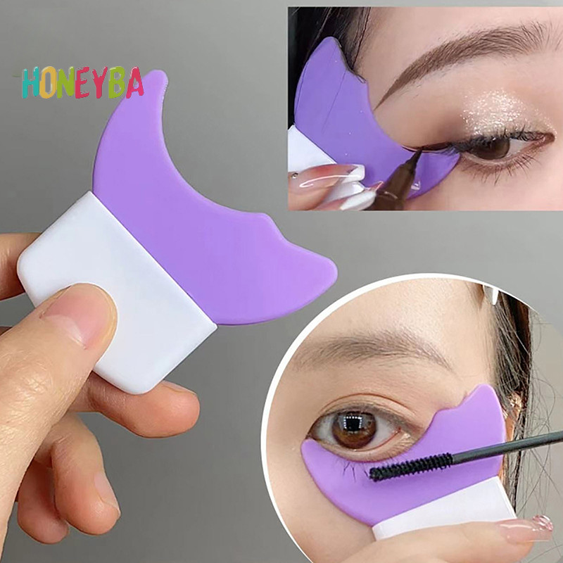 <Honeyba>อายไลเนอร์เทมเพลตมาสคาร่า Applicator al แปรงซิลิโคน Lash Stopper Eye แต่งหน้าเครื่องมือสําหรับขนตา Baffle Nice