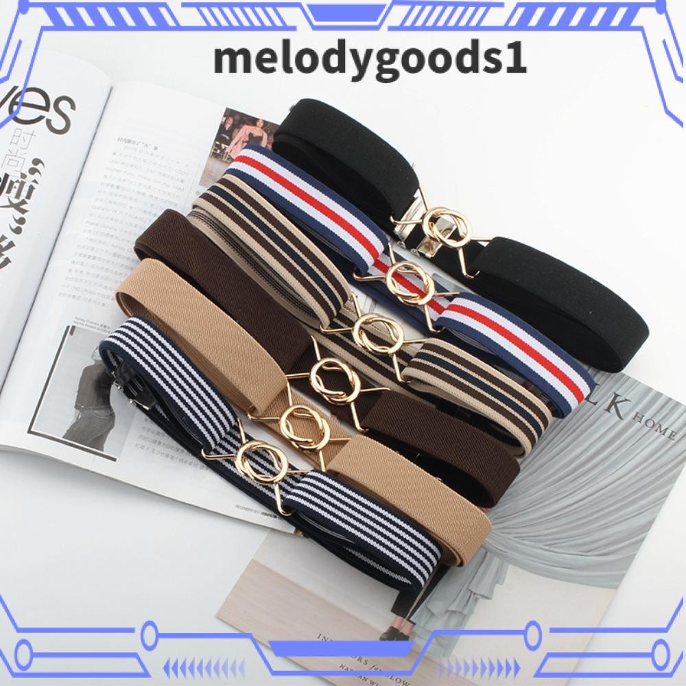 Melodygoods1 สายรัดเอว,เข็มขัดเอวยางยืดสีทึบหัวเข็มขัดกลม,แฟชั่นสันทนาการเรขาคณิตการออกแบบที่เรียบง่ายเข็มขัดทอง