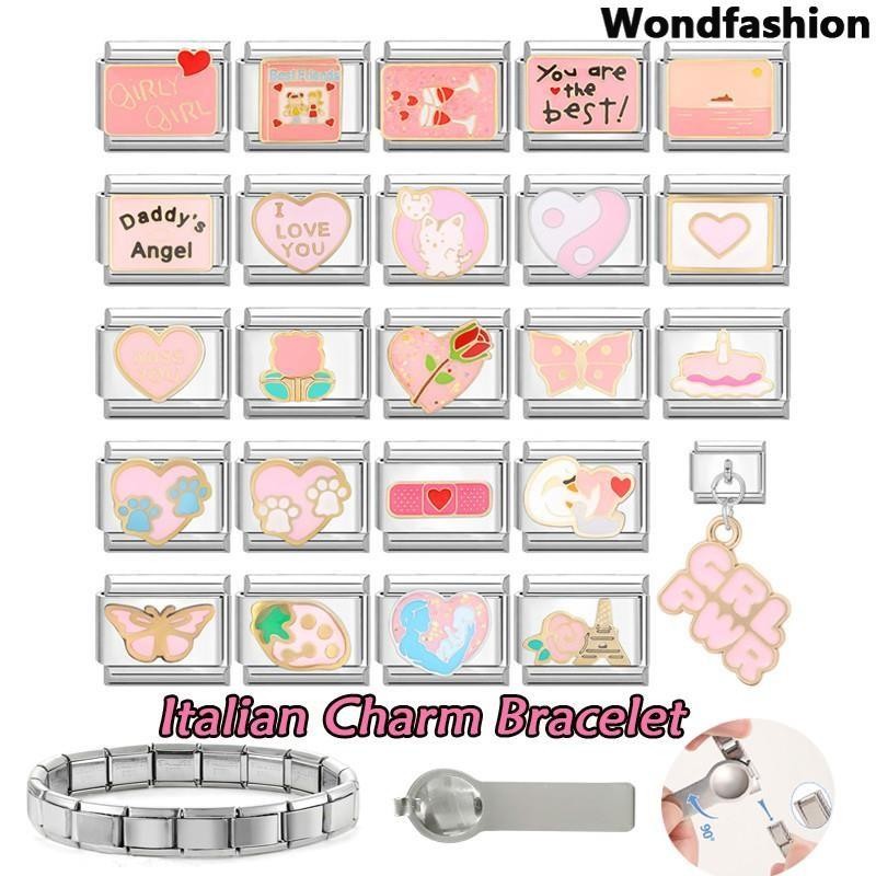 Daddyangel สร้อยข้อมือ Charm อิตาเลี่ยน Fit 9 มม.สร้อยข้อมือสแตนเลส DIY เครื่องประดับทําอุปกรณ์เสริม Retro บุคลิกภาพโมดูลสร้อยข้อมืออุปกรณ์เสริม
