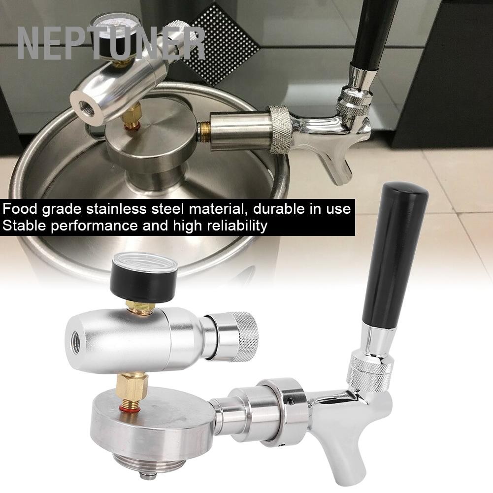 NEPTUNER ฝาปิดเบียร์ตู้ปรับก๊อกน้ำเครื่องวัดความดันชุดอุปกรณ์เสริมสำหรับ 2L/3.6L Keg US Standard