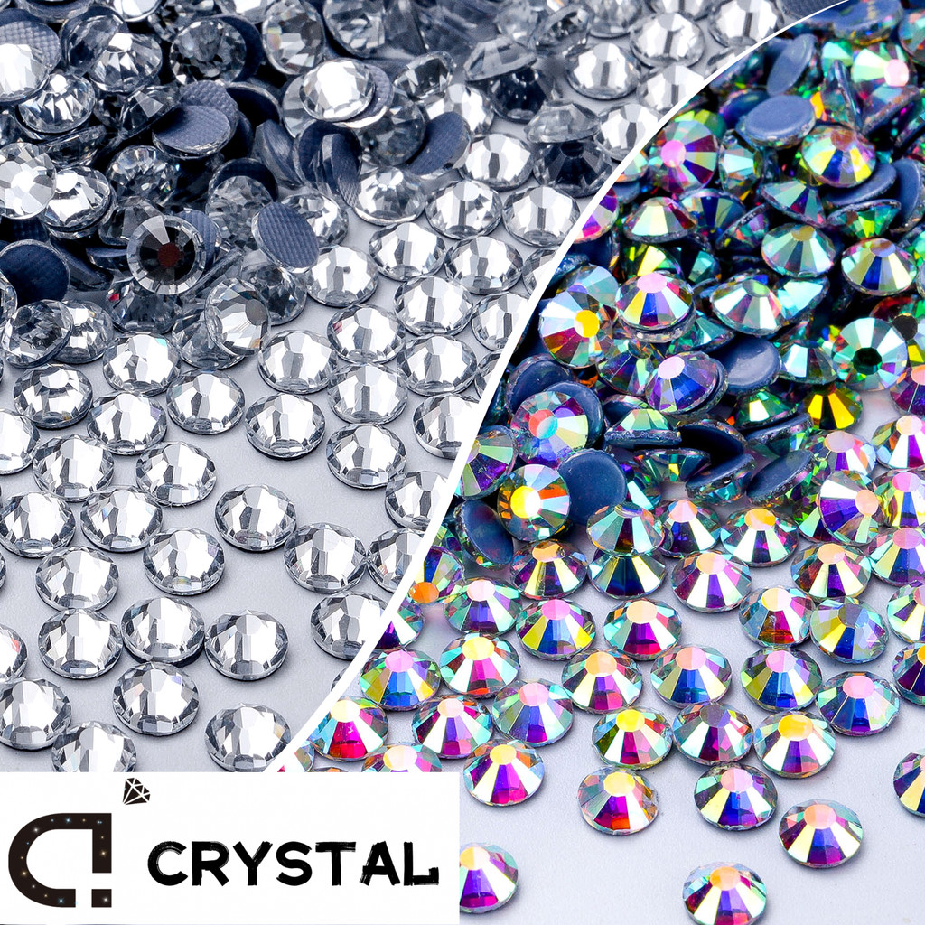 1440 ชิ้น Hotfix Rhinestone คริสตัลใส/ใส AB Flatback เหล็กบน Strass Rhinestone สําหรับเสื้อผ้า