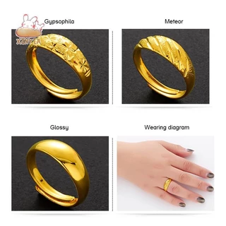คลาสสิกทองเหลืองเครื่องประดับแหวนผู้ชายผู้หญิง 24K Gold Plated สี Retention เปิดแหวนXINYIA.TH