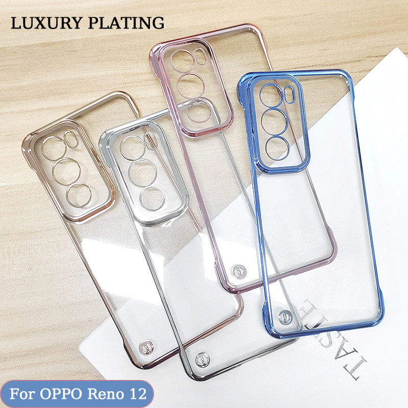 หรูหราชุบเคสโทรศัพท์โปร่งใสไร้กรอบสําหรับoppo Reno 13 12 11 Pro 10 Pro Plusกันกระแทกกันชนป้องกันการหล่นที่มีสีสันSlim Hard Shellป้องกันปกหลัง